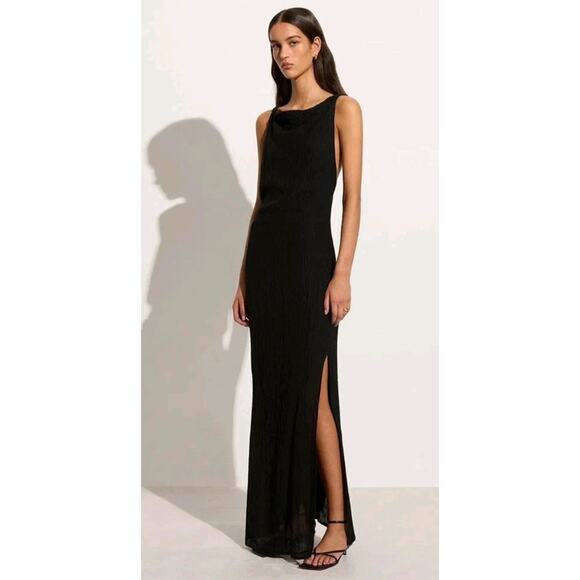 Faithfull the Brand Palermo Maxi Dress Braided Cross Strap Halter Gown Linen 4‎